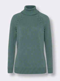 Rollkragenpullover mit Zierband-Detail