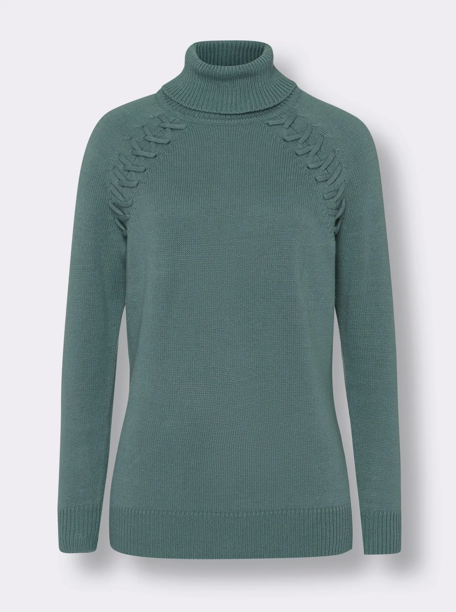 Rollkragenpullover mit Zierband-Detail