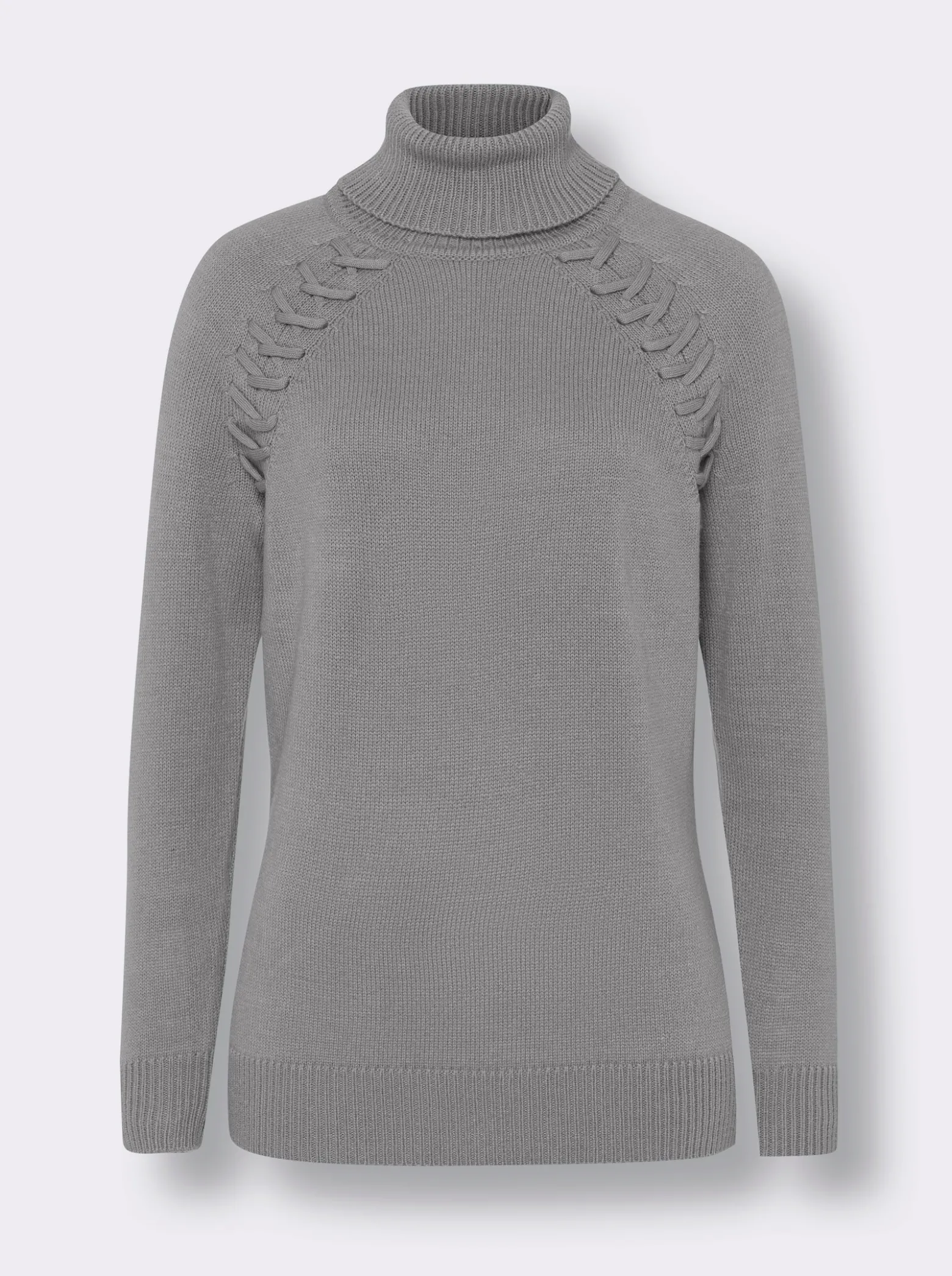 Rollkragenpullover mit Zierband-Detail