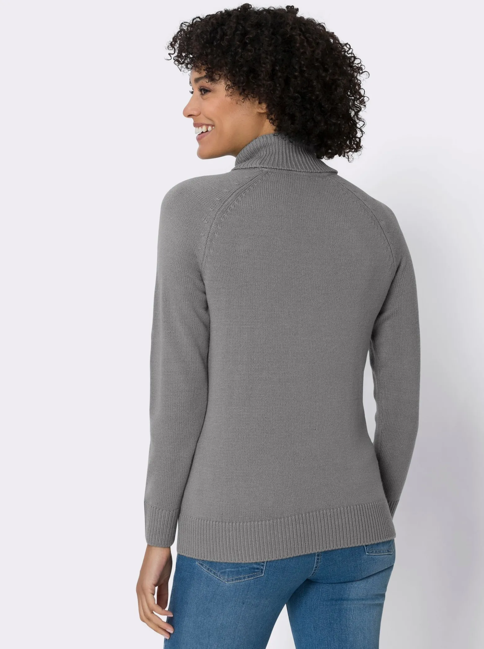 Rollkragenpullover mit Zierband-Detail