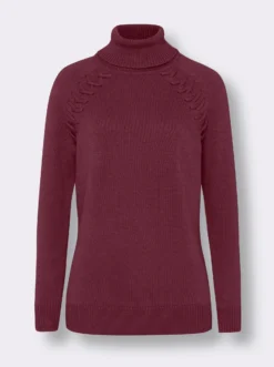 Rollkragenpullover mit Zierband-Detail