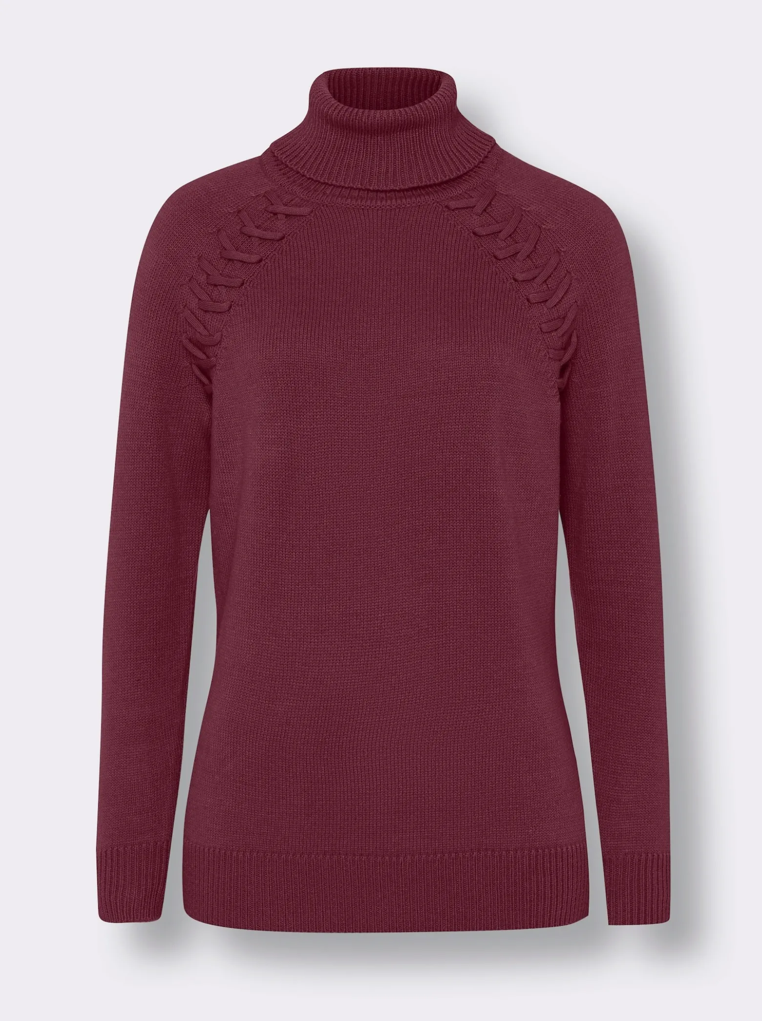 Rollkragenpullover mit Zierband-Detail