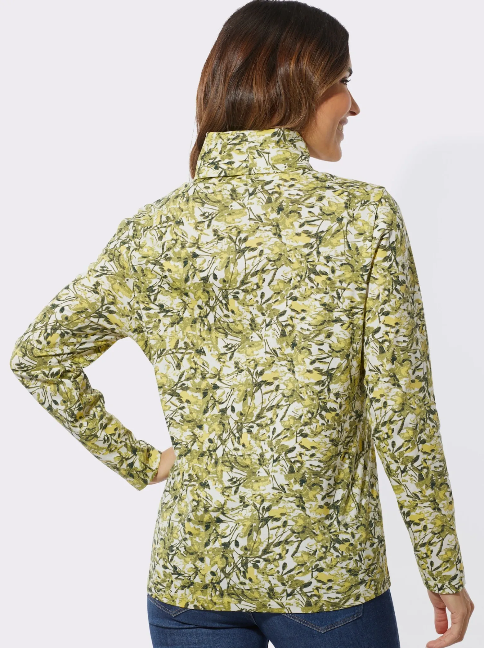Rollkragenshirt im floralen Dessin