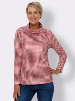 Rollkragenshirt mit Hahnentritt-Dessin