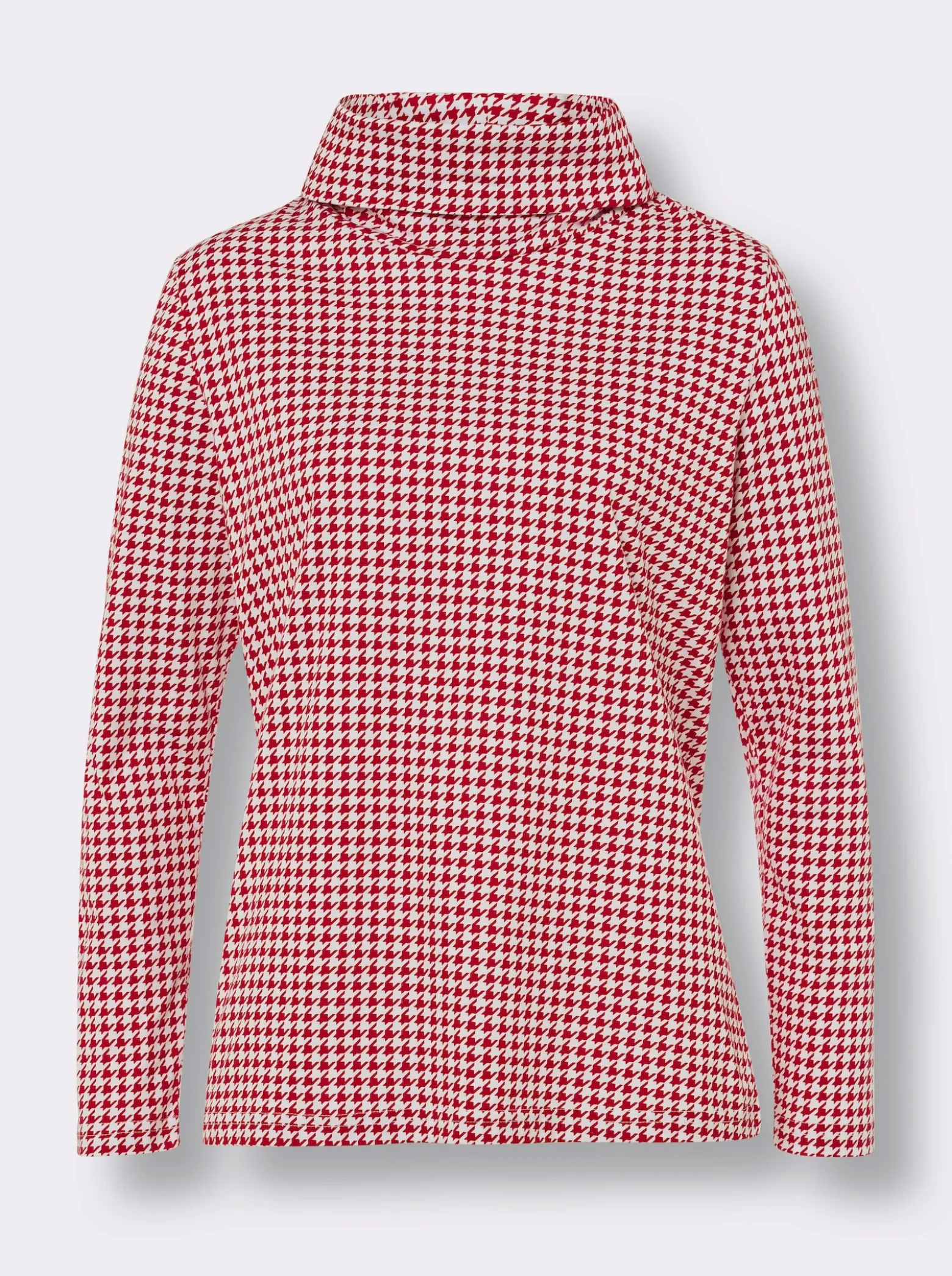 Rollkragenshirt mit Hahnentritt-Dessin