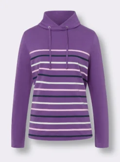 Rollkragenshirt mit platziertem Streifenmuster