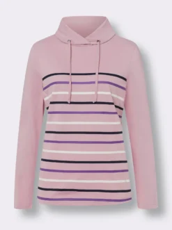 Rollkragenshirt mit platziertem Streifenmuster