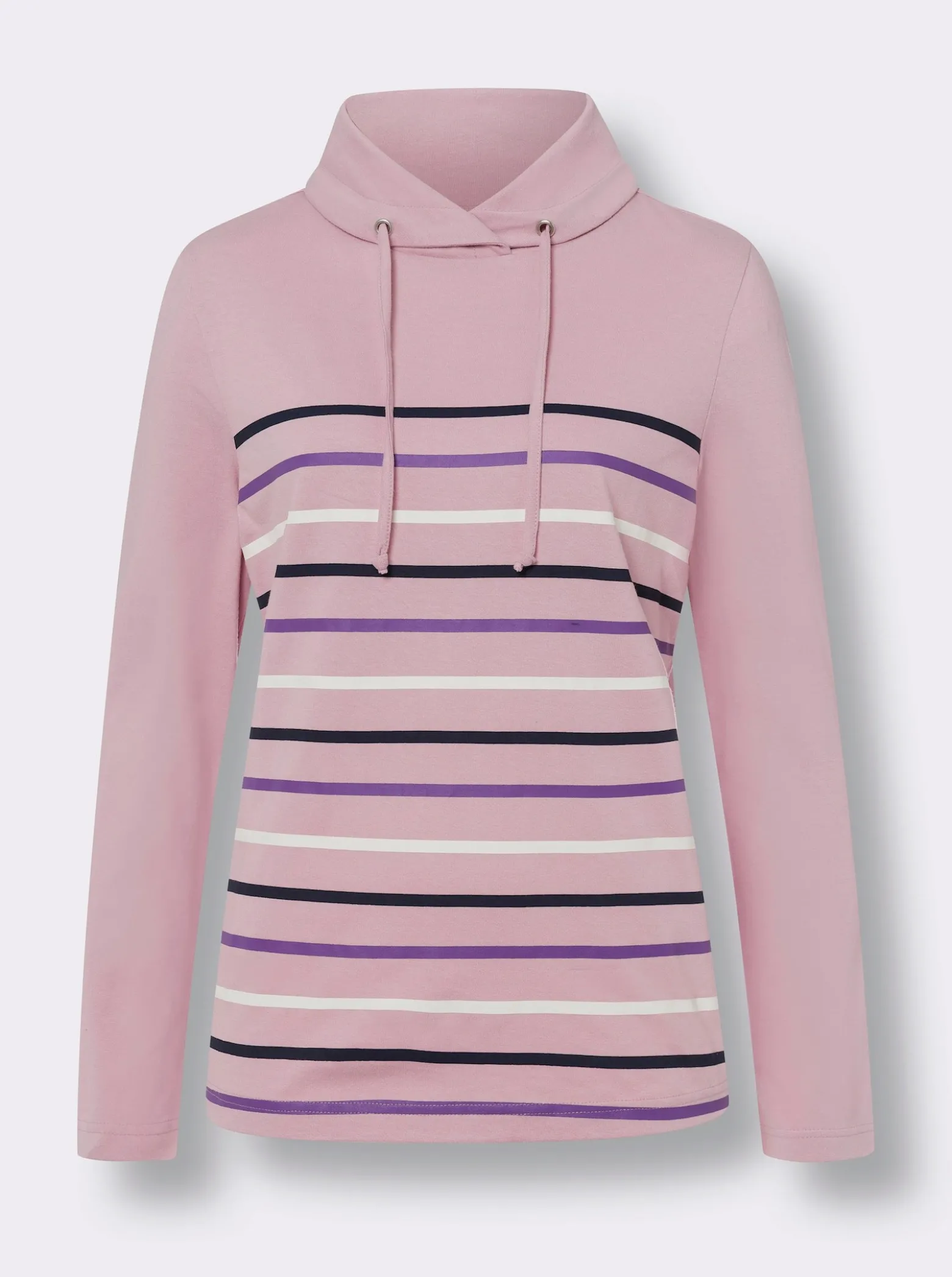 Rollkragenshirt mit platziertem Streifenmuster