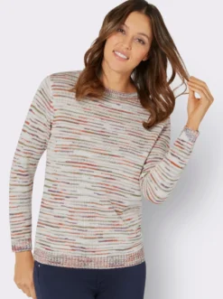 Rundhalspullover aus Multicolor-Garn