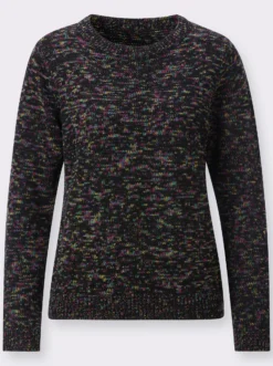 Rundhalspullover aus Multicolorgarn