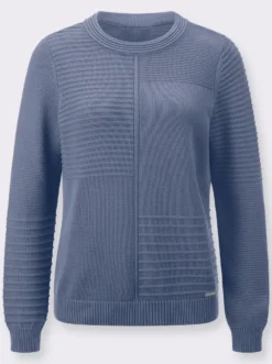 Rundhalspullover im Strickmuster-Mix