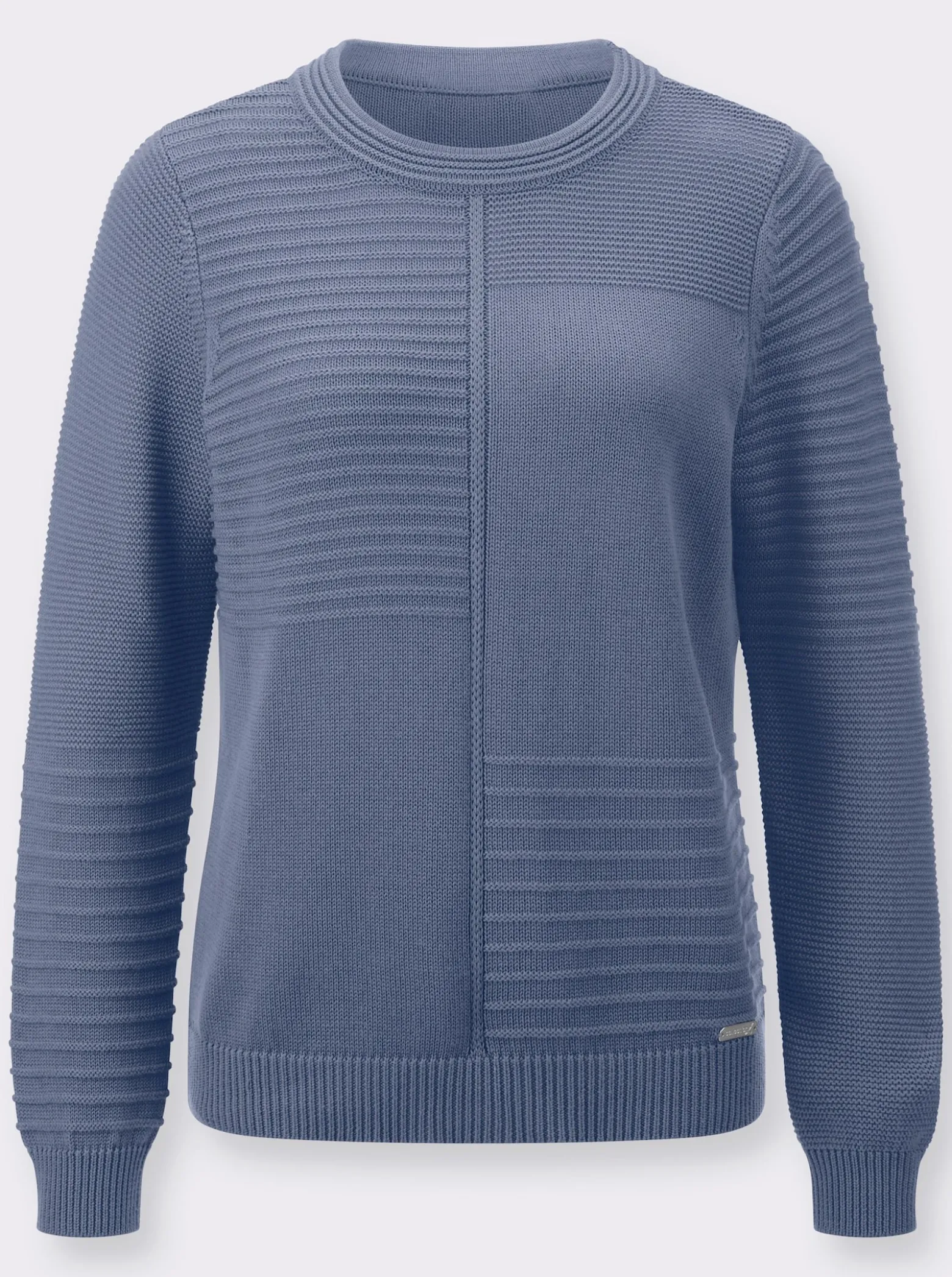 Rundhalspullover im Strickmuster-Mix