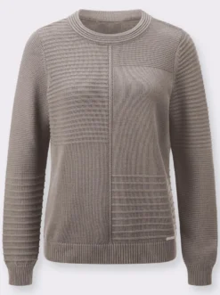 Rundhalspullover im Strickmuster-Mix