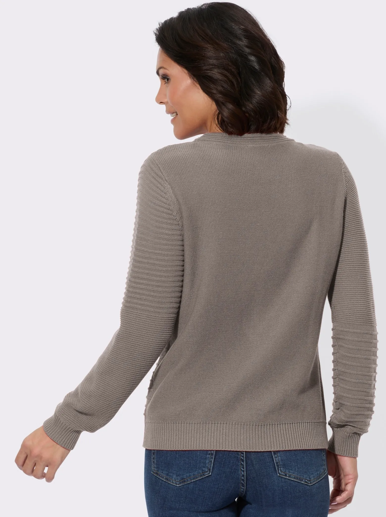 Rundhalspullover im Strickmuster-Mix