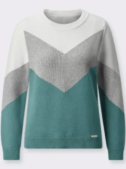 Rundhalspullover mit Colour-Blocking