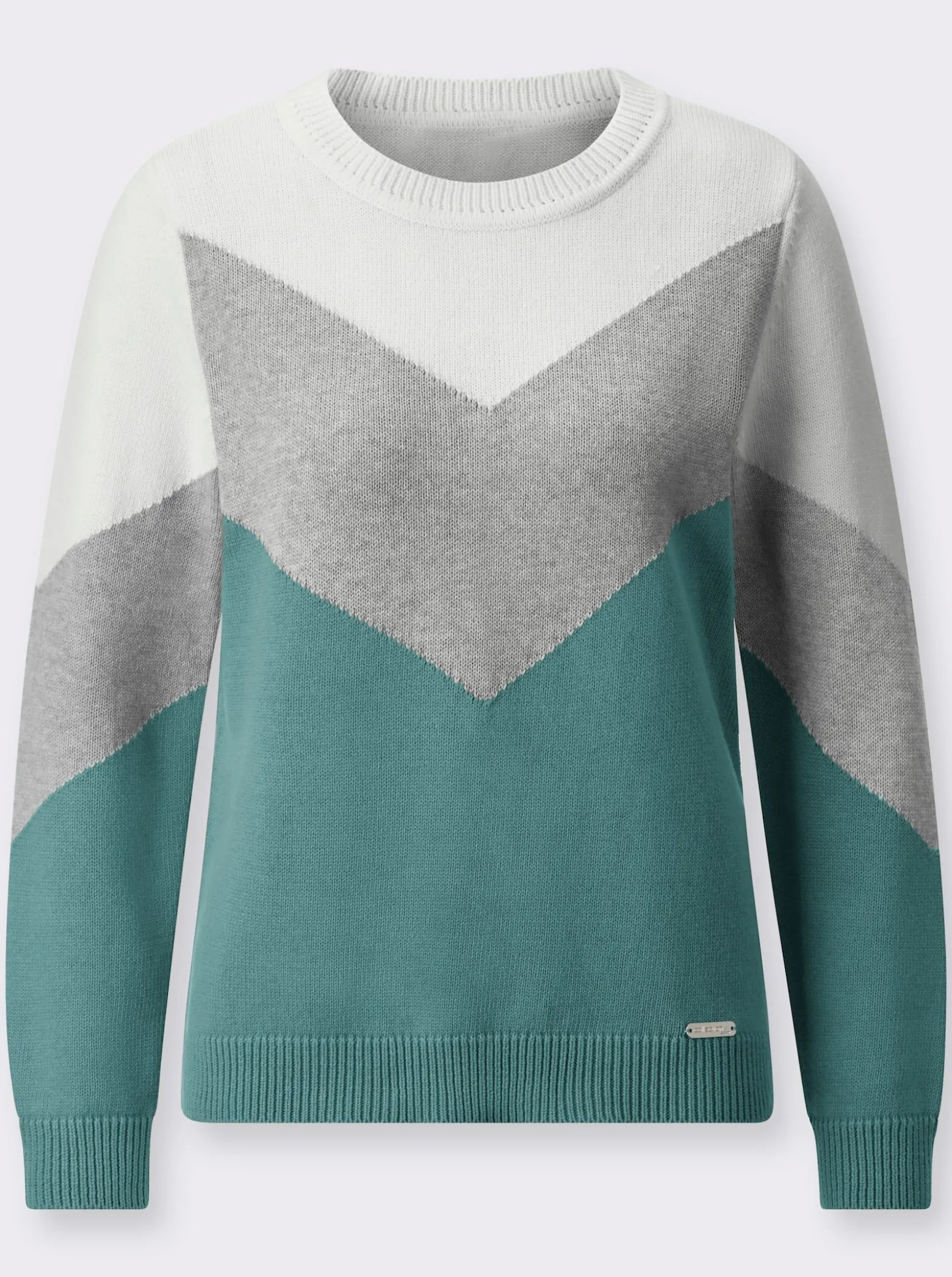 Rundhalspullover mit Colour-Blocking