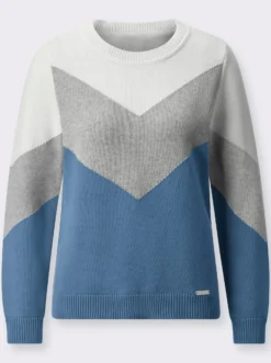Rundhalspullover mit Colour-Blocking