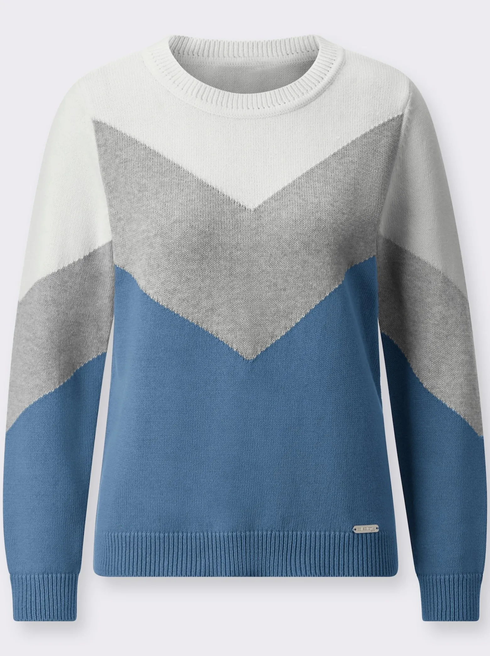 Rundhalspullover mit Colour-Blocking