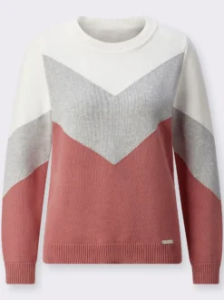 Rundhalspullover mit Colour-Blocking