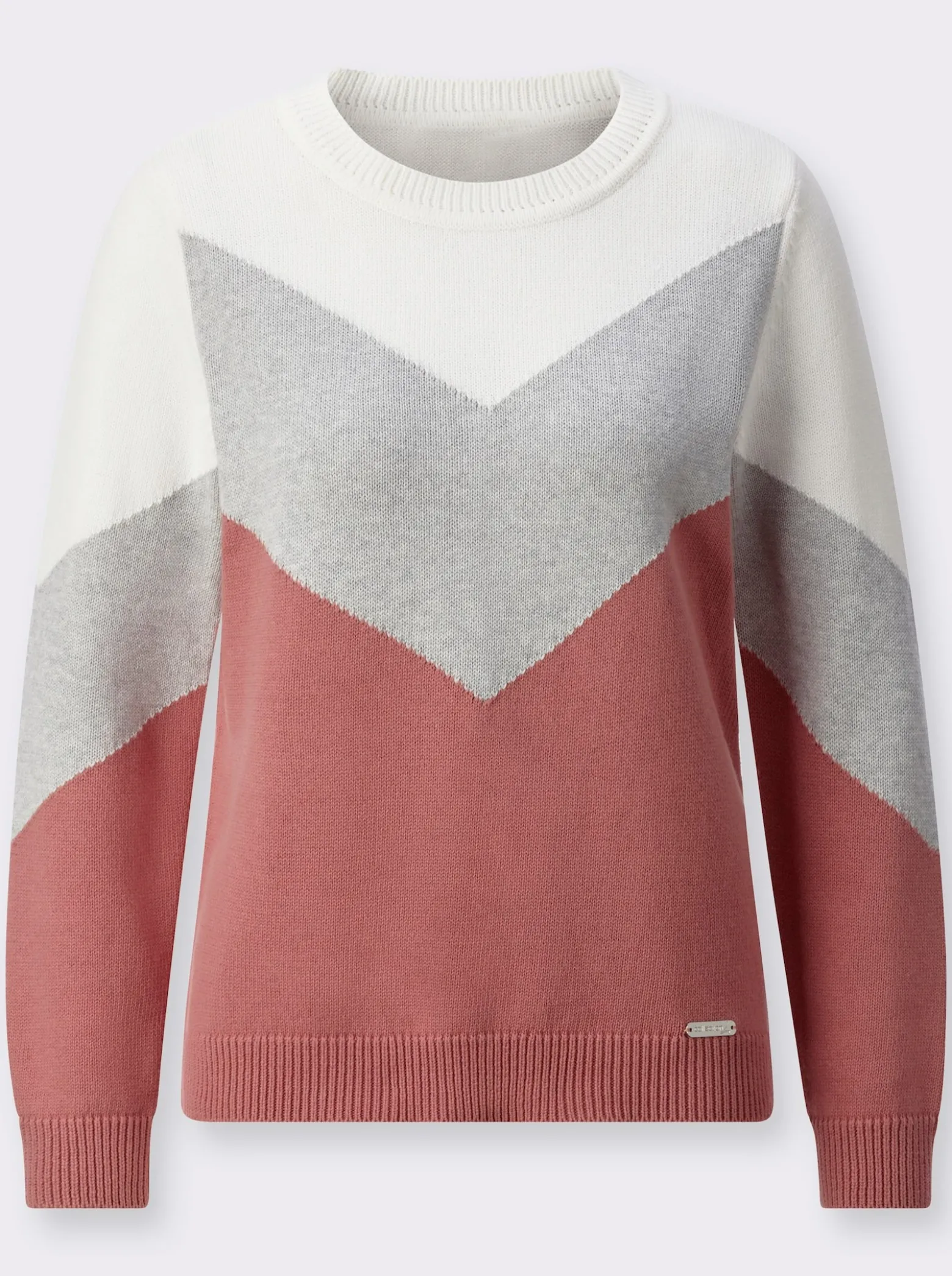 Rundhalspullover mit Colour-Blocking