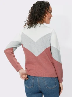 Rundhalspullover mit Colour-Blocking