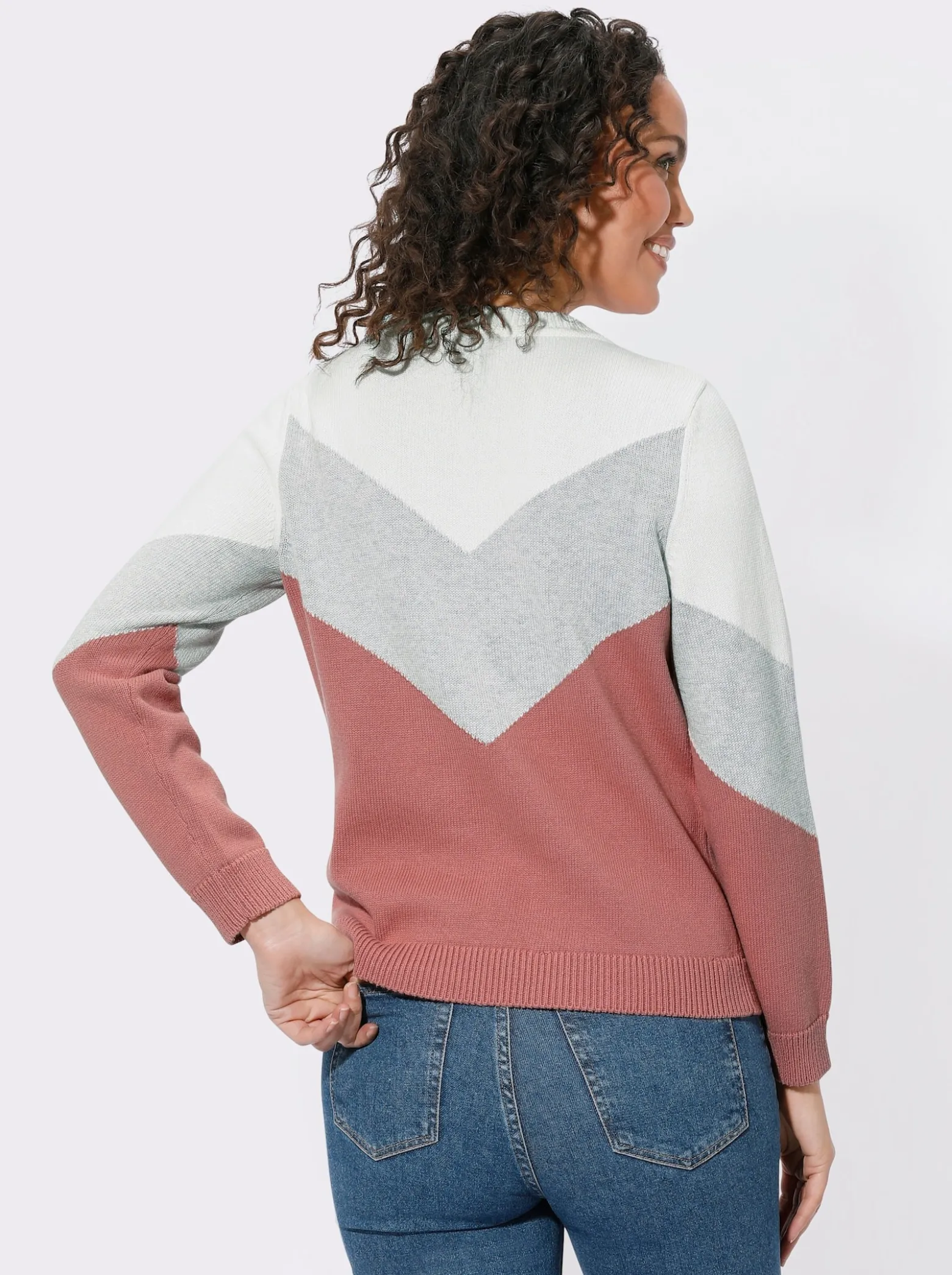 Rundhalspullover mit Colour-Blocking