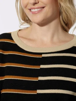 Rundhalspullover mit Jacquard-Streifen-Muster