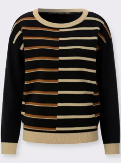 Rundhalspullover mit Jacquard-Streifen-Muster