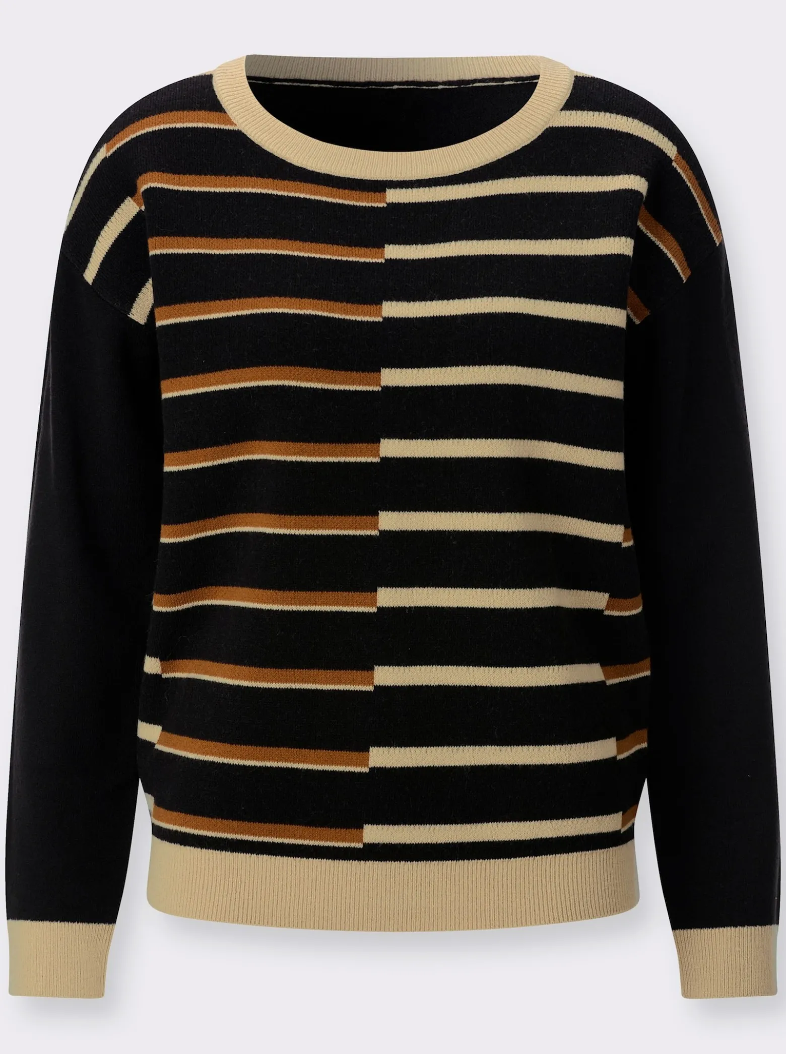 Rundhalspullover mit Jacquard-Streifen-Muster