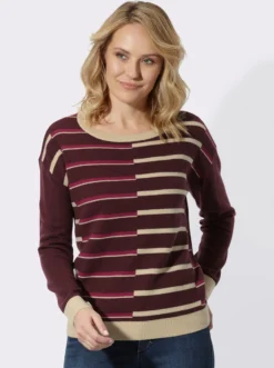 Rundhalspullover mit Jacquard-Streifen-Muster