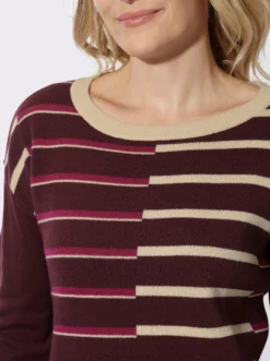 Rundhalspullover mit Jacquard-Streifen-Muster