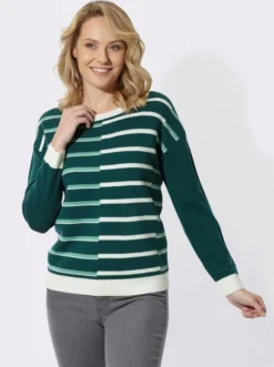 Rundhalspullover mit Jacquard-Streifen-Muster
