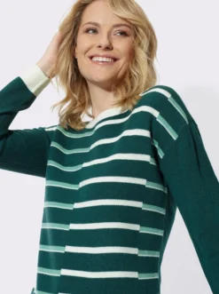 Rundhalspullover mit Jacquard-Streifen-Muster