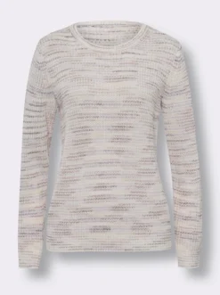 Rundhalspullover mit mehrfarbigem Strickmuster