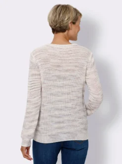 Rundhalspullover mit mehrfarbigem Strickmuster