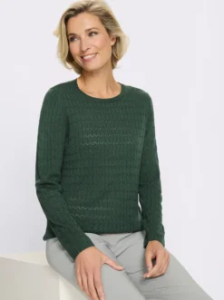Rundhalspullover mit Strickmuster-Mix