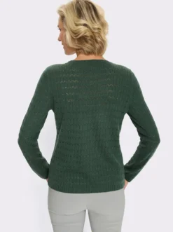 Rundhalspullover mit Strickmuster-Mix