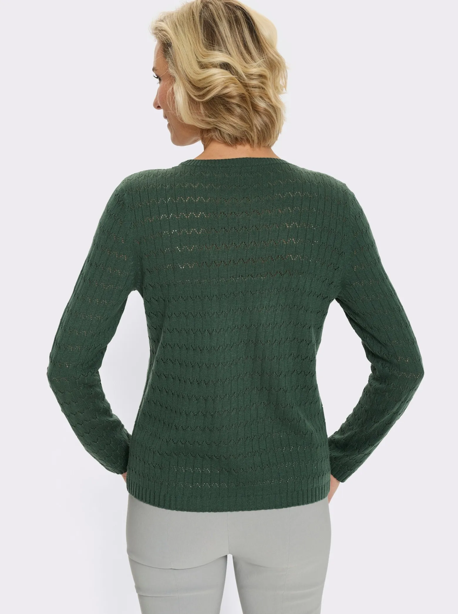 Rundhalspullover mit Strickmuster-Mix