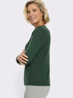 Rundhalspullover mit Strickmuster-Mix