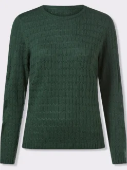 Rundhalspullover mit Strickmuster-Mix