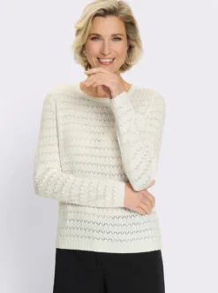 Rundhalspullover mit Strickmuster-Mix