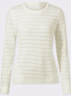 Rundhalspullover mit Strickmuster-Mix
