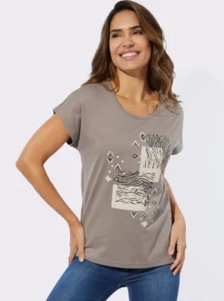 Rundhalsshirt im Ethno-Stil