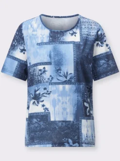 Rundhalsshirt im grafischen Patchwork-Dessin
