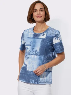 Rundhalsshirt im grafischen Patchwork-Dessin