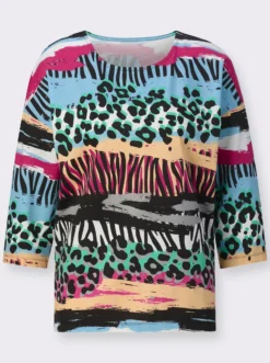 Rundhalsshirt im Mustermix