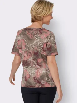 Rundhalsshirt im Muster-Mix