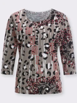 Rundhalsshirt im Muster-Mix