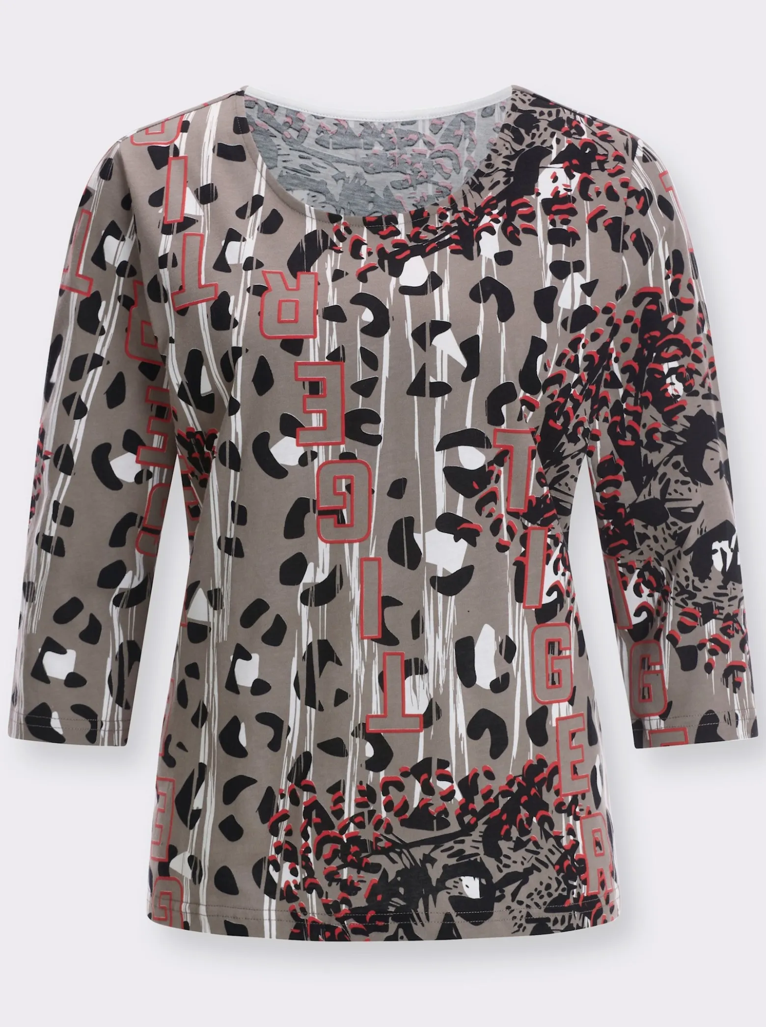 Rundhalsshirt im Muster-Mix