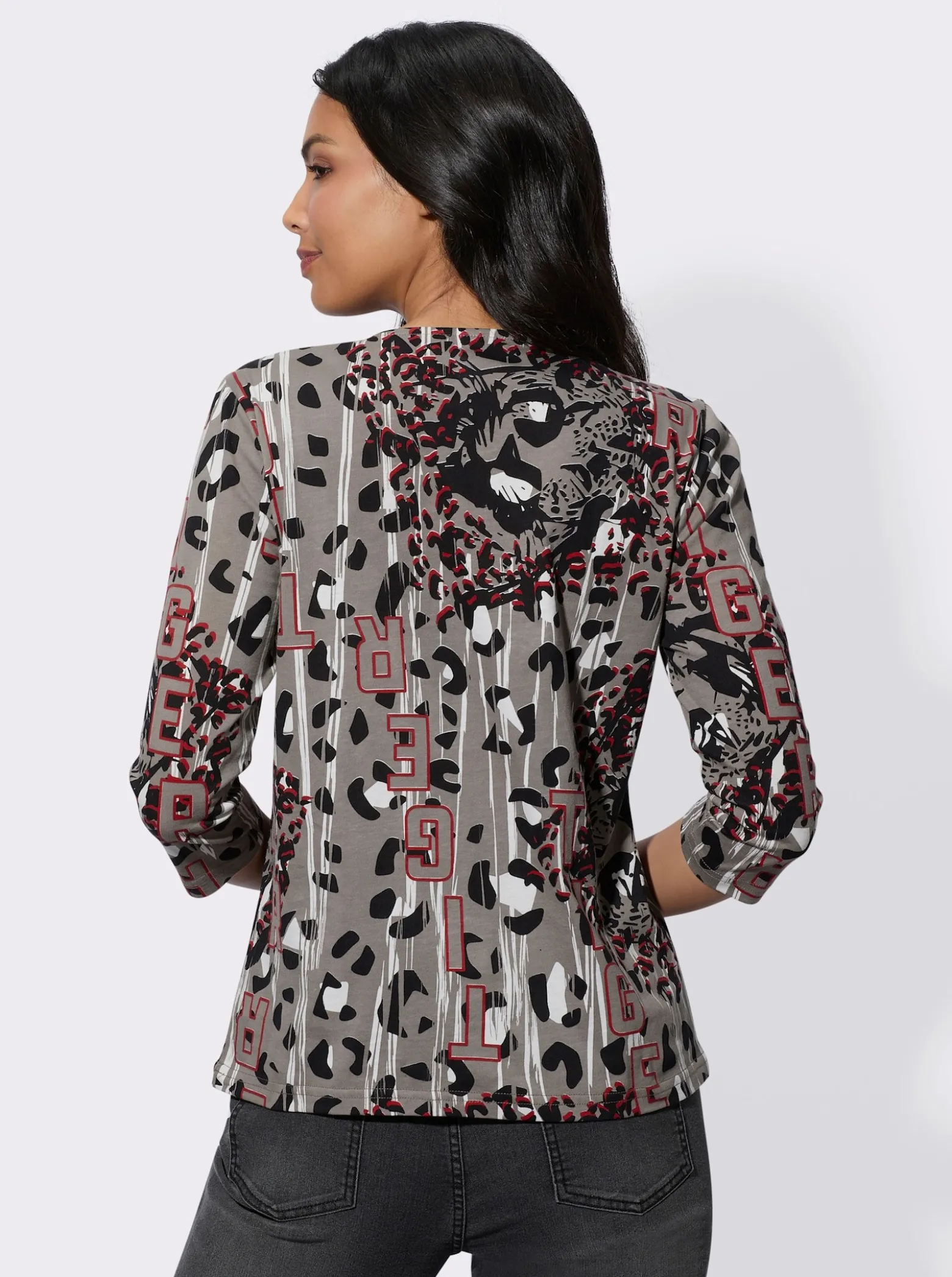 Rundhalsshirt im Muster-Mix